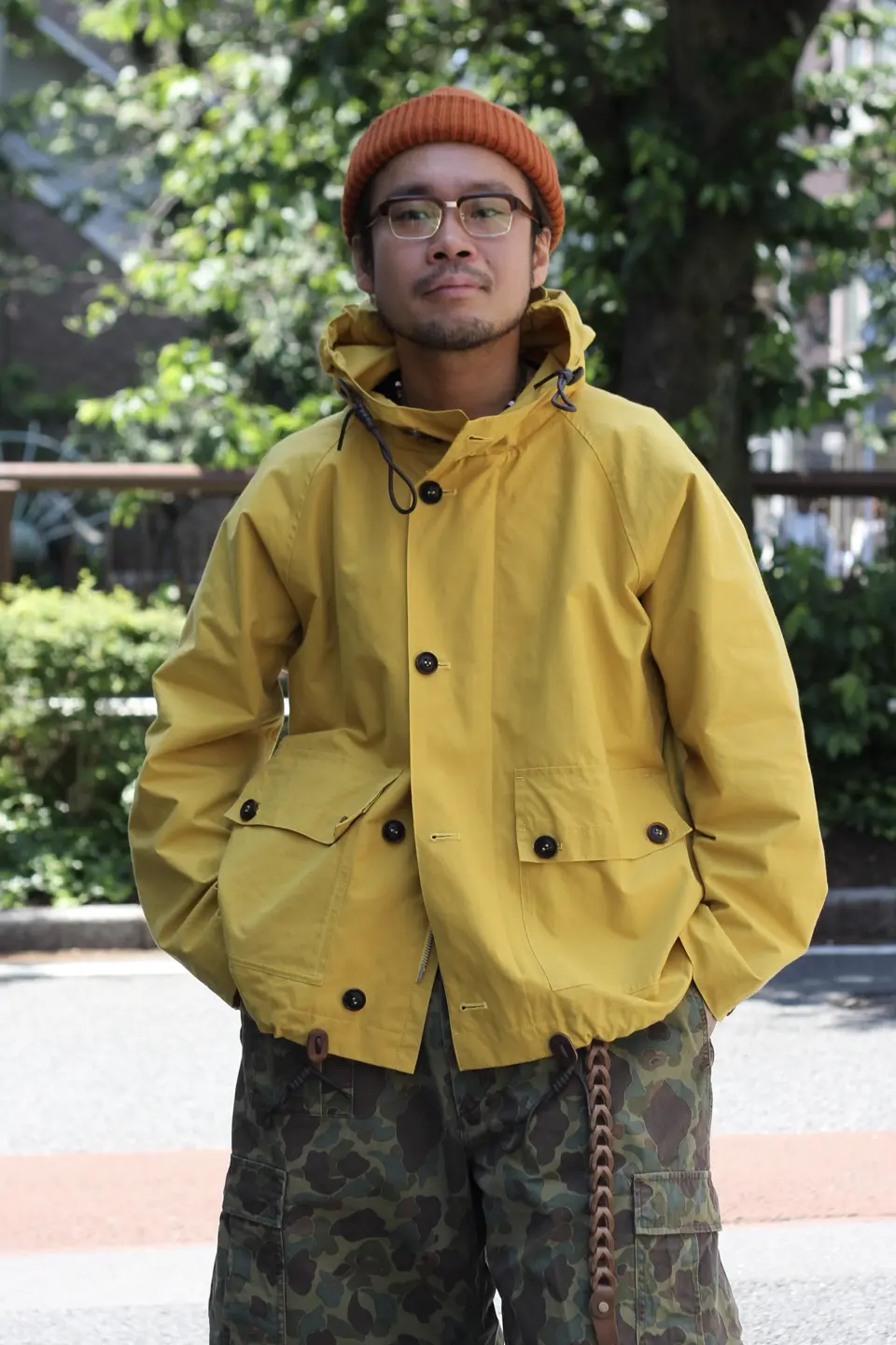 CPGゴルフ♪フード付きイエロージャケット サイズ2 英国空軍のフライトジャケット》FISHING CAGOULE