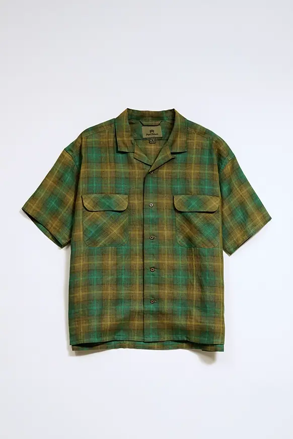 この夏の主役にふさわしい一着》OPEN COLLAR SHIRT - HEMP CHECK