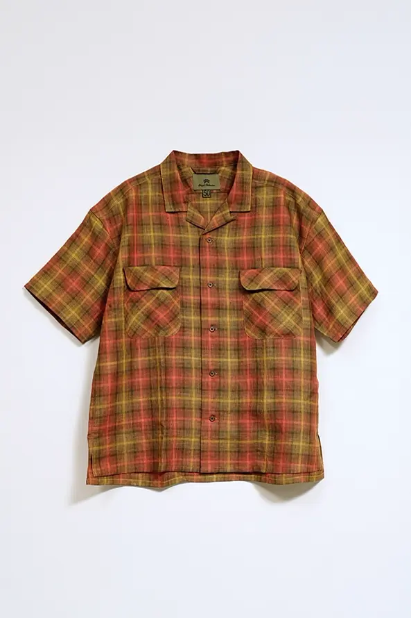 この夏の主役にふさわしい一着》OPEN COLLAR SHIRT - HEMP CHECK