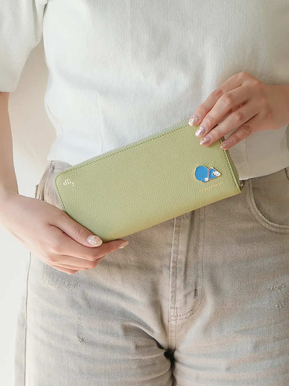 efffy エフィー ドラえもん 長財布 ジップ ライトグリーン 財布 コラボ efffy エフィー ドラえもん 長財布 ジップ ライトグリーン 財布