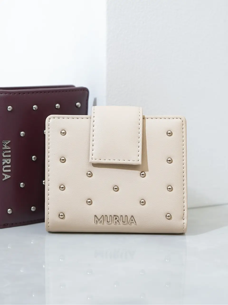 MURUA 二つ折り財布 ミニ財布 レディース MR-W1373 ムルーア スタッズ