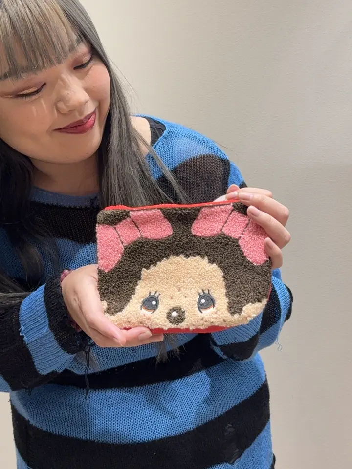 モンチッチ サガラ刺繍 ビッグフェイスポーチ レディース AMS-002 AM