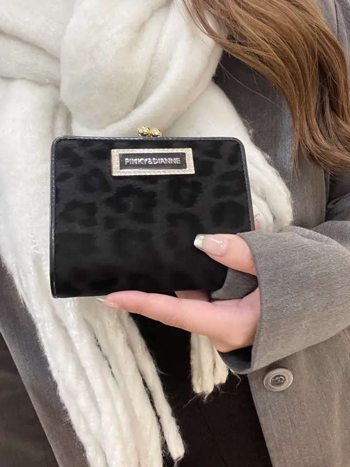 ピンキーアンドダイアン 二つ折り財布 がま口 レオパード ミニ財布