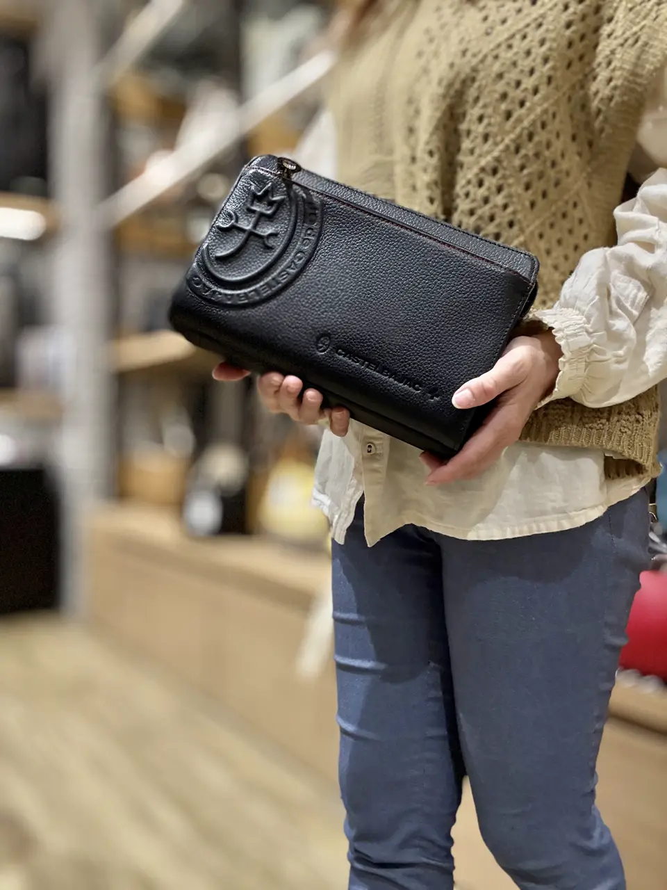 カステルバジャック セカンドバッグ メンズ ハンドル付き レザー