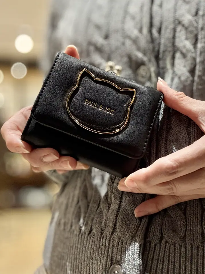 ポールアンドジョーアクセソワ ミニ財布 三つ折り財布 がま口 猫 ミニ