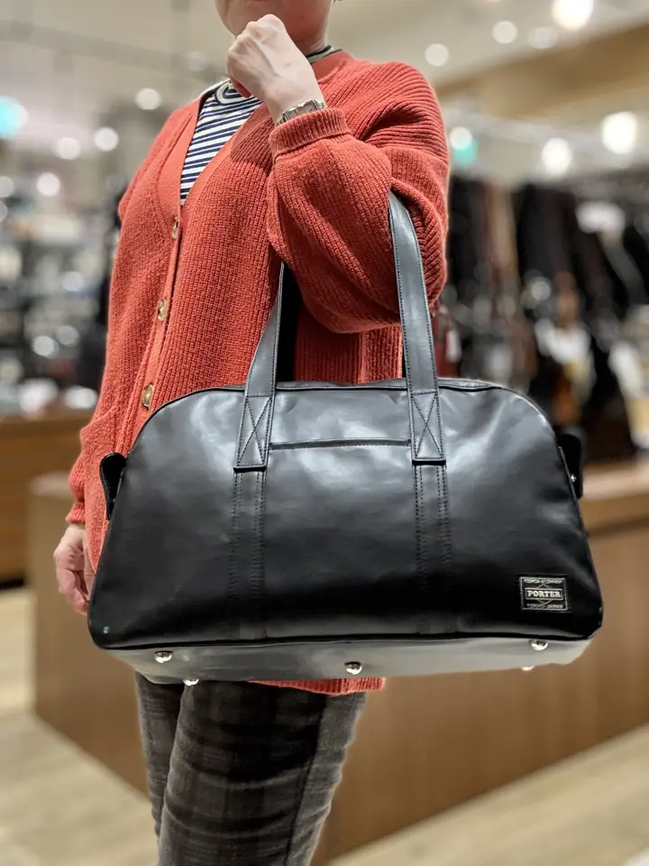良品 2188 PORTER ボストンバッグ キャンバス レザー 南京錠 黒 良品
