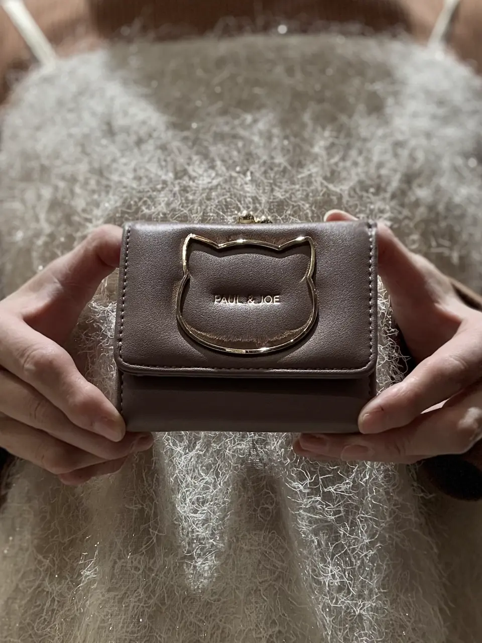 ポールアンドジョーアクセソワ ミニ財布 三つ折り財布 がま口 猫 ミニ