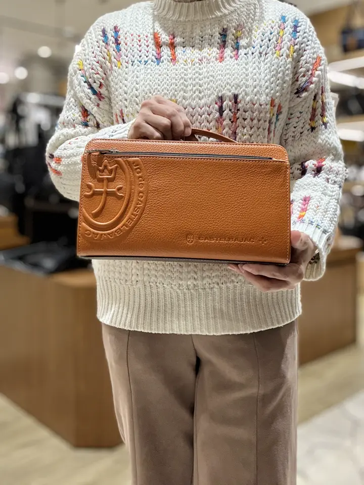 カステルバジャック セカンドバッグ メンズ ハンドル付き レザー