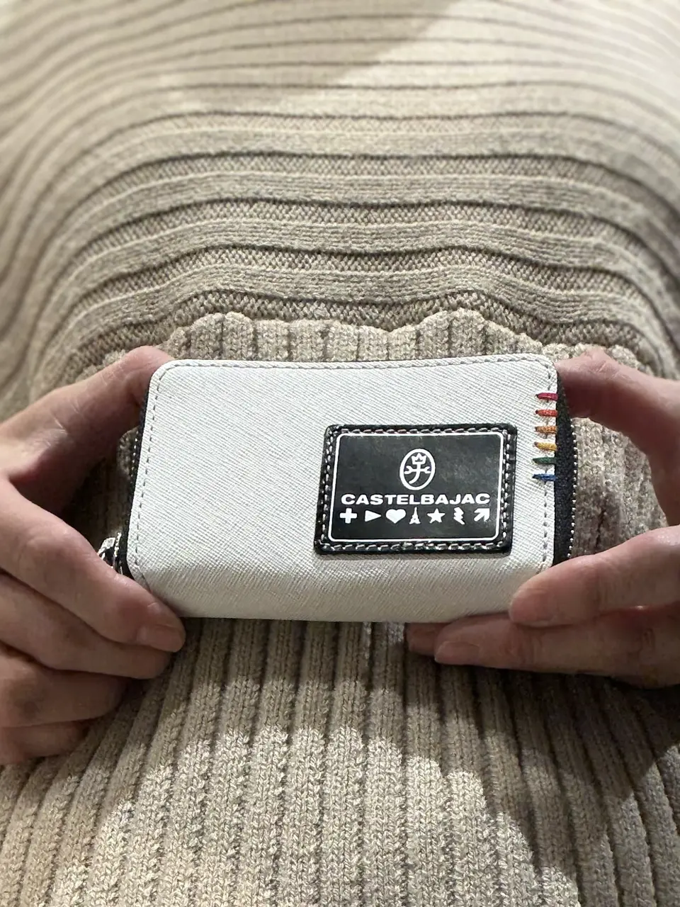 カステルバジャック ソート スマートキーケース 034612 ホワイト カステルバジャック キーケース 5連 ラウンドファスナー 本革 ソート