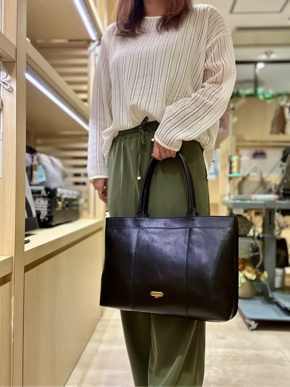 エフィー トートバッグ レディース CEN2-013 efffy | B4 ナイロン 牛革