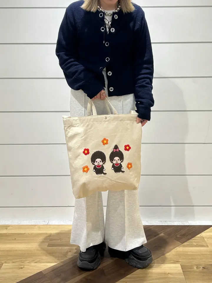 モンチッチ サガラ刺繍 帆布トートバッグ レディース AMS-001 AM-011