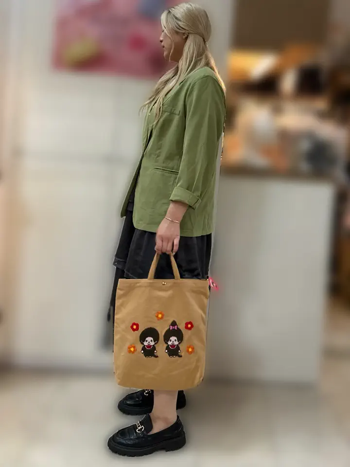 モンチッチ サガラ刺繍 帆布トートバッグ レディース AMS-001 AM-011