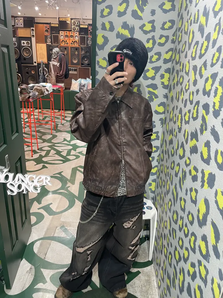 Vintage ECOレザーシャツジャケット Vintage ECOレザーシャツジャケット Vintage wash ECOレザー