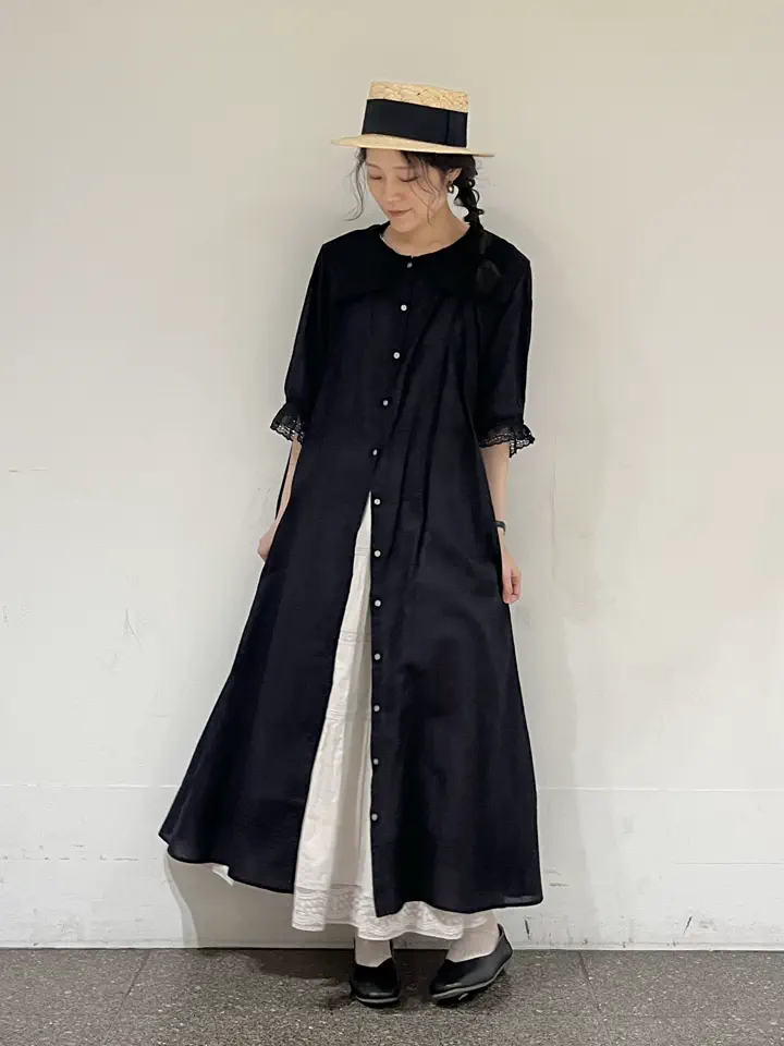 セール】 【WEB限定 Sサイズ】リバーレースピンタック襟付きワンピース