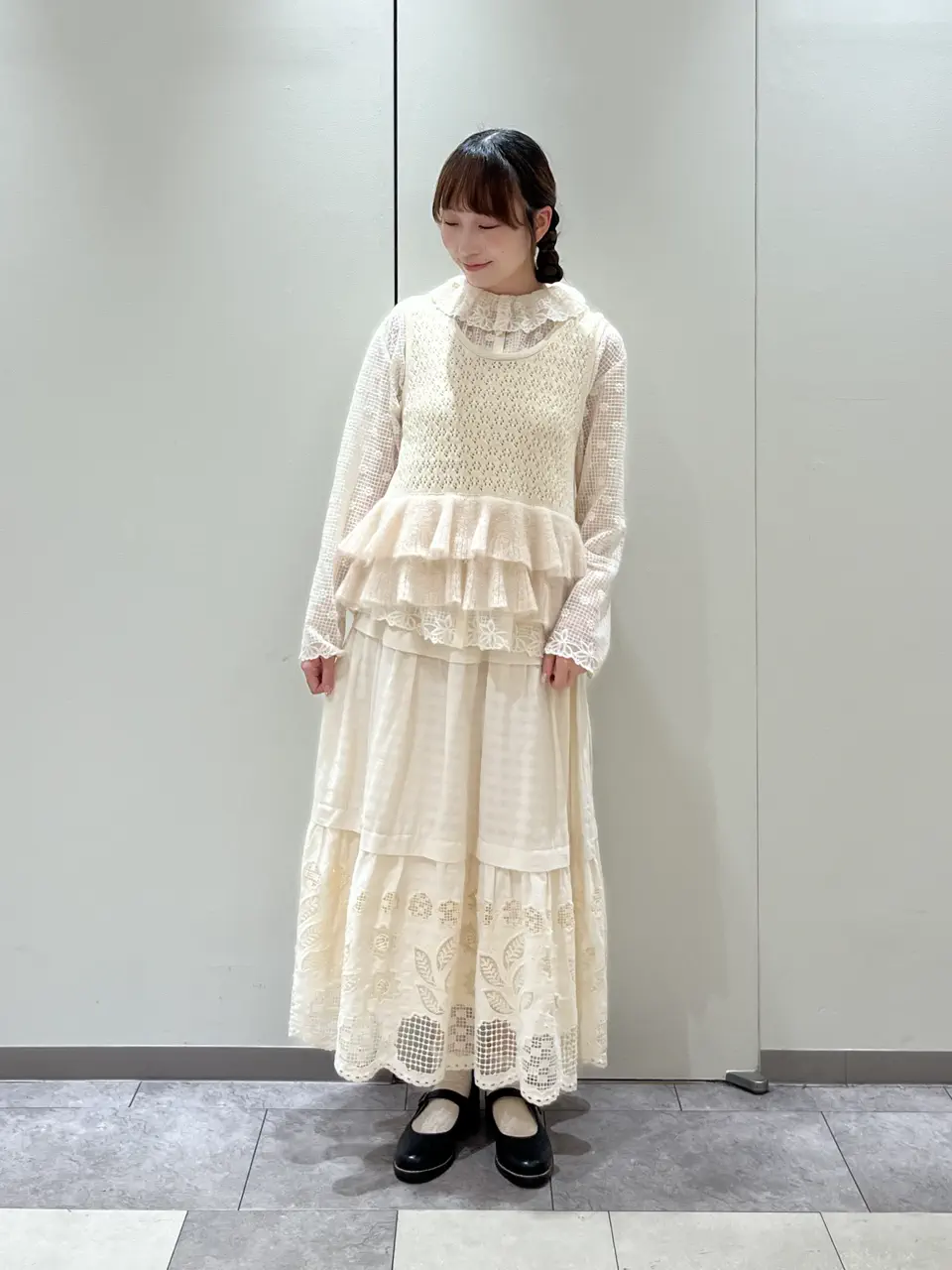 ecru×brown collection】レーススカート（ブラウン/エクリュ/ボトムス