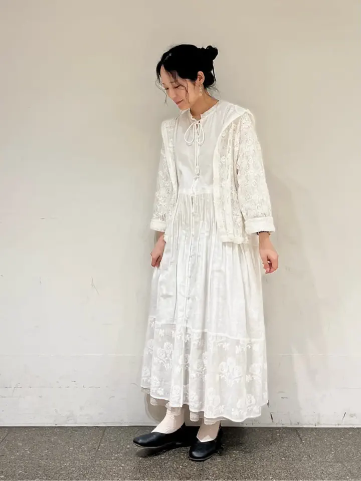 WEB限定 Sサイズ】オーバーレースパッチワークワンピース（ホワイト