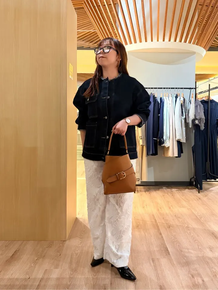 【極美品◦3XL✨】TO BE CHIC 2wayノーカラーデニムジャケット46 セール】 ノーカラーデニムジャケット（ブルー/ネイビー/アウター
