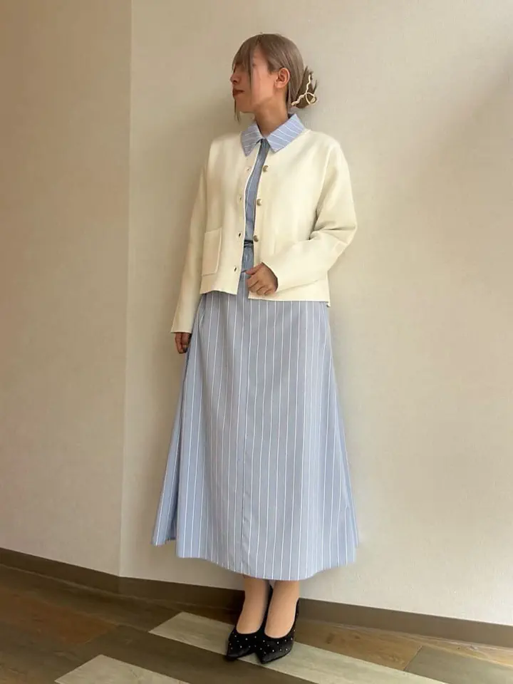 セール】 サイドホックフロントジップワンピース（サックスブルー