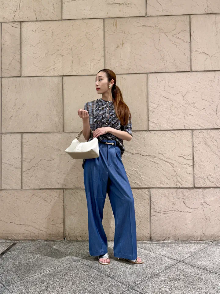 セール】 チェックフリルブラウス《2026 SUMMER LOOK item》（イエロー