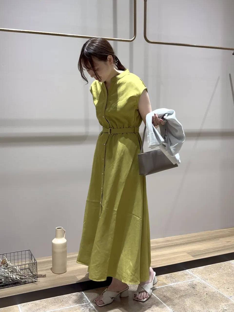 セール】 【接触冷感/イージーケア】リネンライクワンピース（ブラック