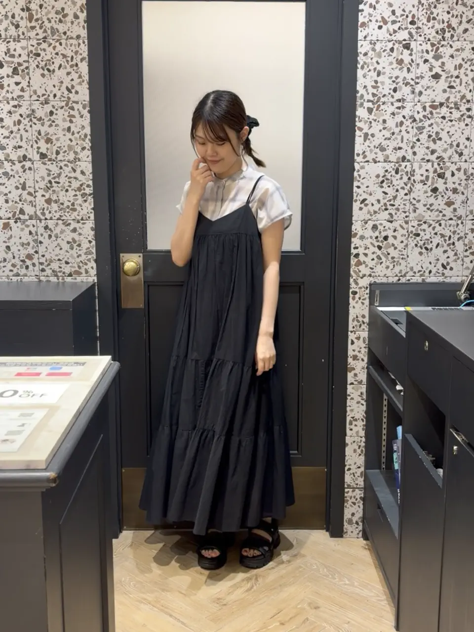 セール】 【接触冷感】ティアードキャミソールワンピース