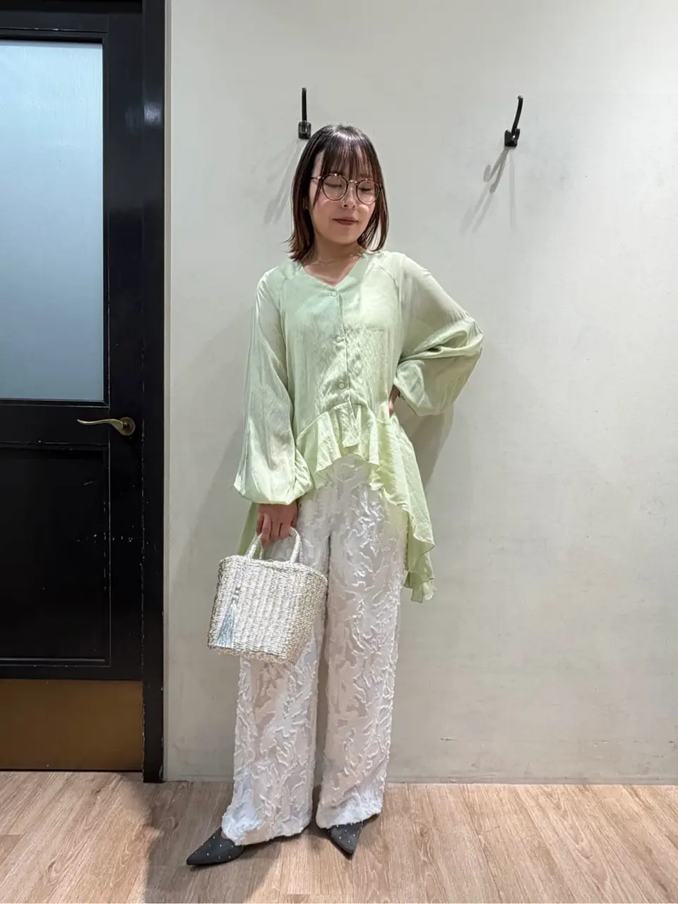セール】 カットジャガードパンツ(セットアップ可)（オフホワイト