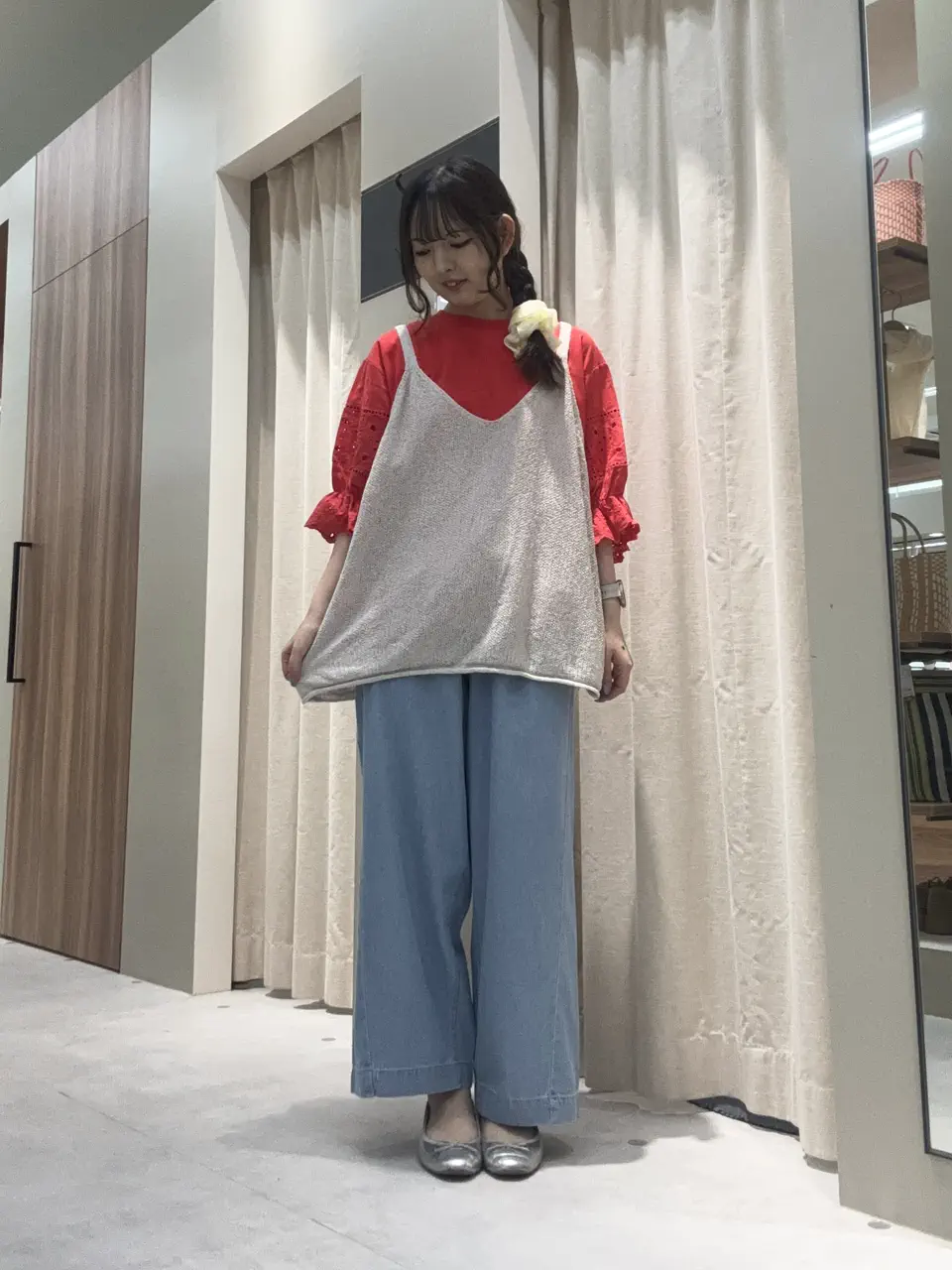 セール】 ◇テープヤーンニットビスチェ（ブラック/グリーン