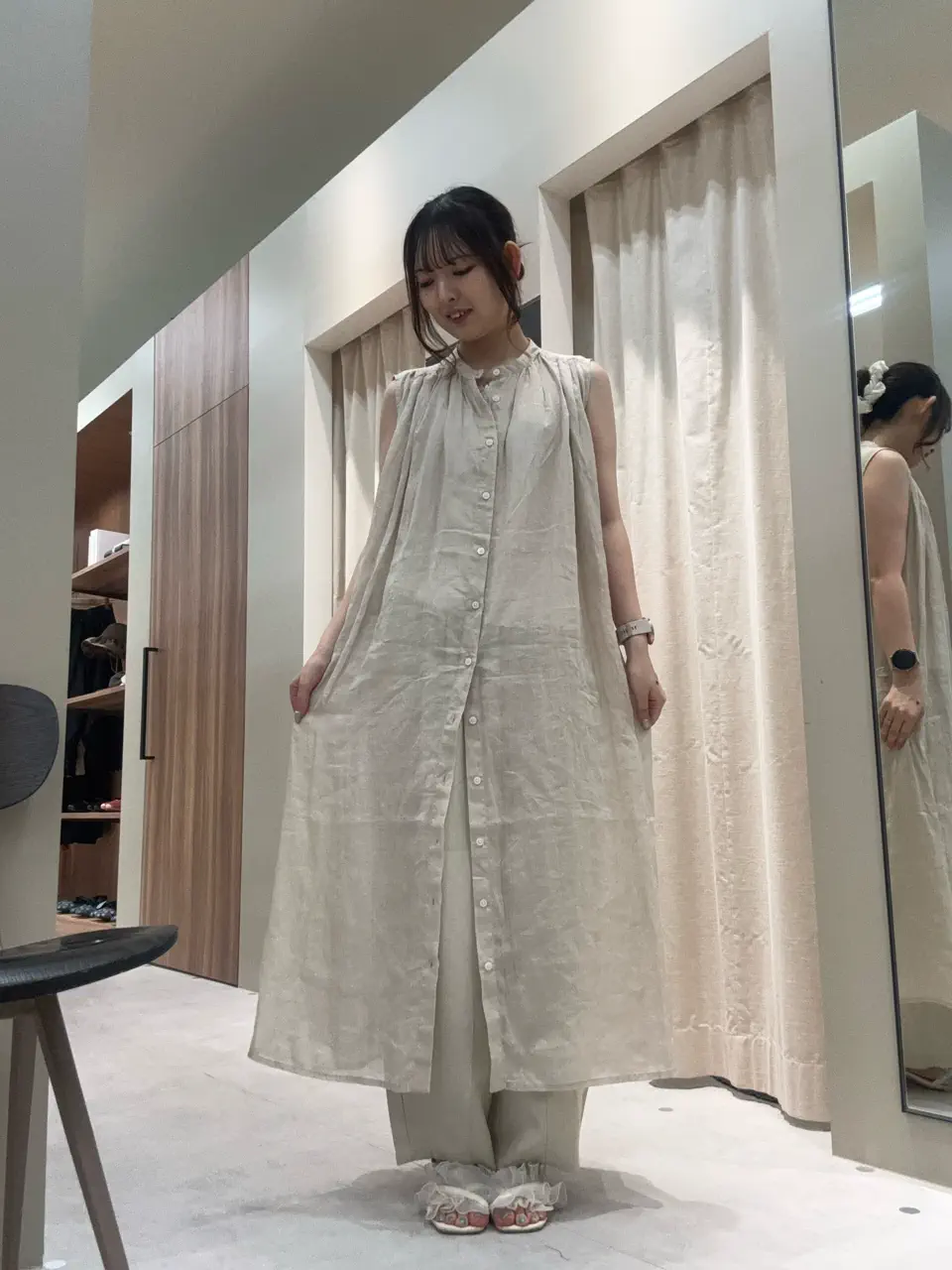 セール】 【イージーケア・接触冷感】ボリュームワイドパンツ（グレー