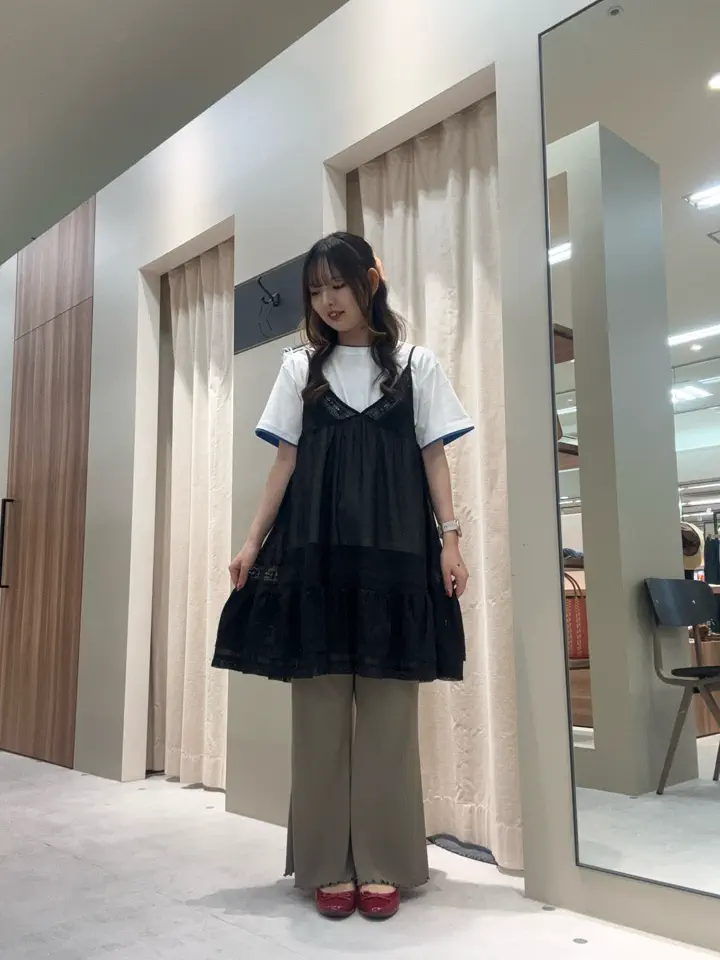 セール】 レースボイルキャミチュニック（オフホワイト/ブラック