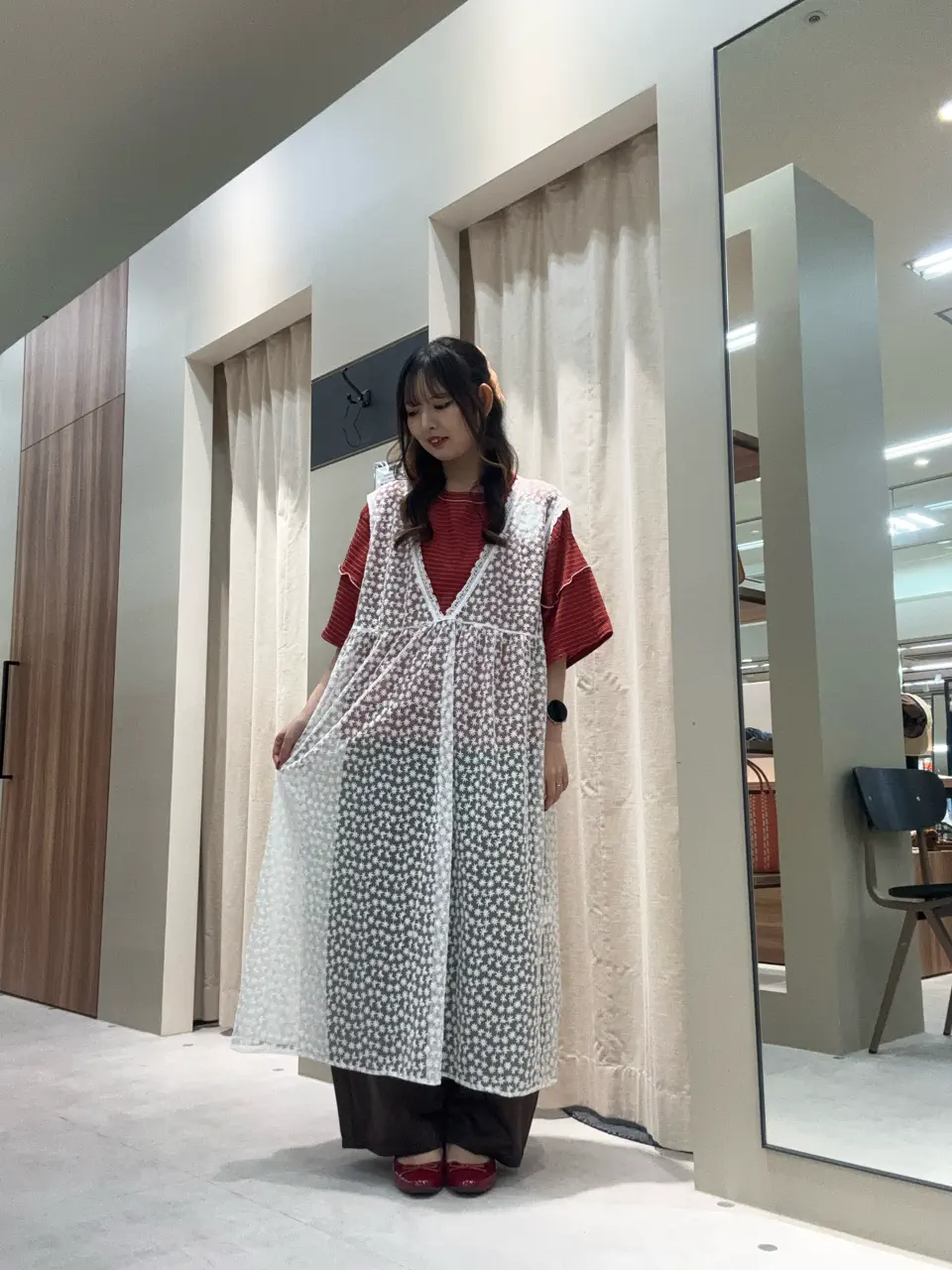 セール】 チュール刺繍前後2WAYノースリワンピース（オフホワイト