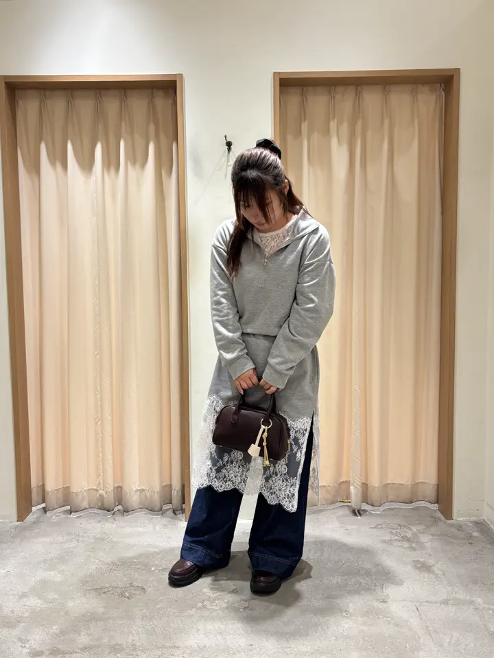 ハーフジップ裏毛ワンピース（ブラック/TOPグレー/ワンピース