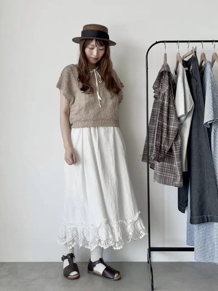 WHITE COLLECTION】スカラップ刺繍キャミワンピース（ホワイト