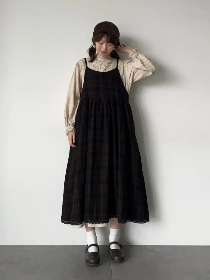 ecru×brown collection】バテンレースワンピース【WEB限定 Sサイズ