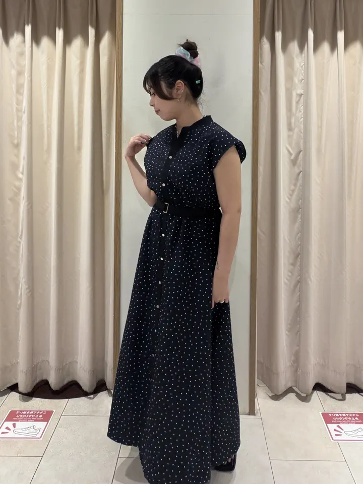 セール】 【接触冷感/イージーケア】リネンライクワンピース（ブラック