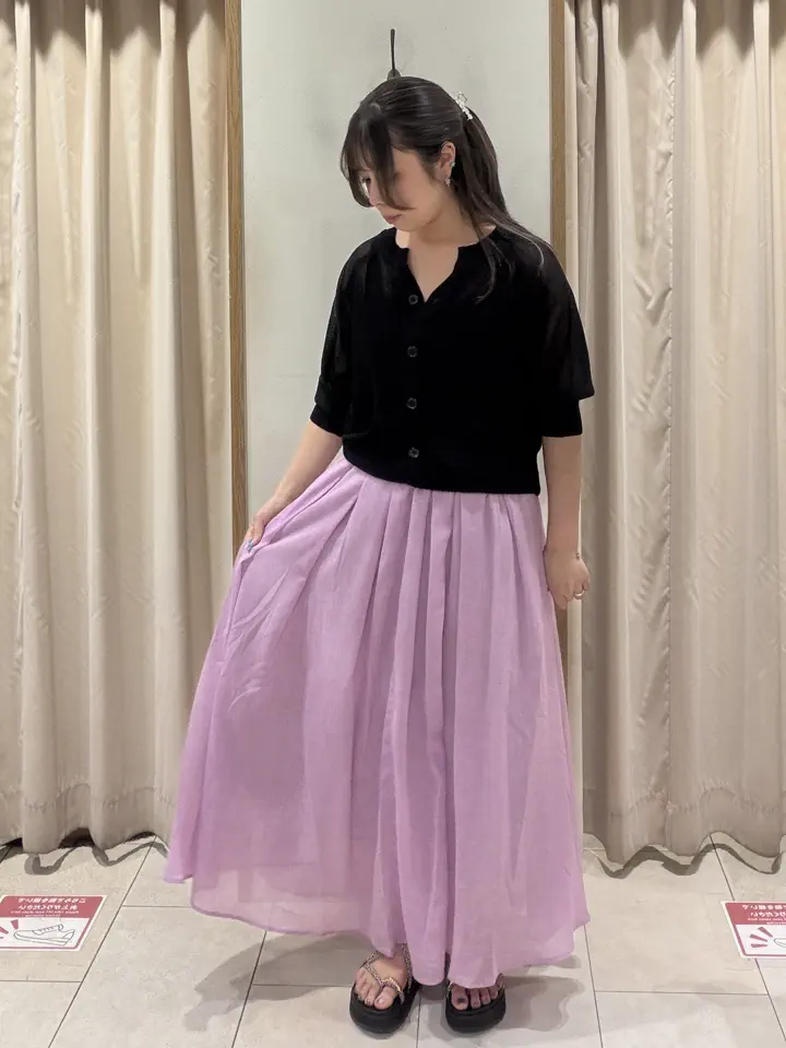 【別注】＜dahl'ia＞ホイル タック フレアスカート セール】 ボイルタックフレアスカート(セットアップ可)（ベージュ