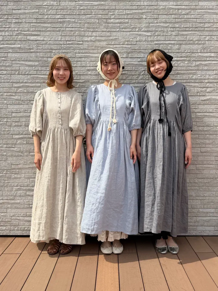 立川店/EC限定】リネンヨーク切替ギャザーワンピース