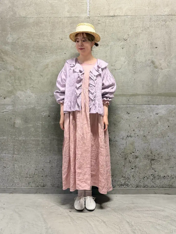立川店/EC限定】たっぷりギャザーのリネンワンピース（オフホワイト
