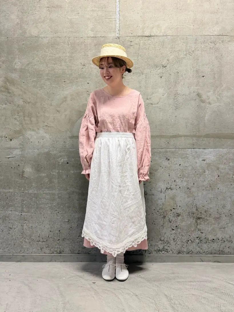 立川店/EC限定】たっぷりギャザーのリネンワンピース（オフホワイト