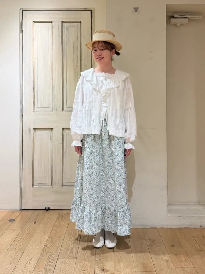セール】 【LIBERTY FABRICS】BEATRICE柄裾フリルスカート（ピンク