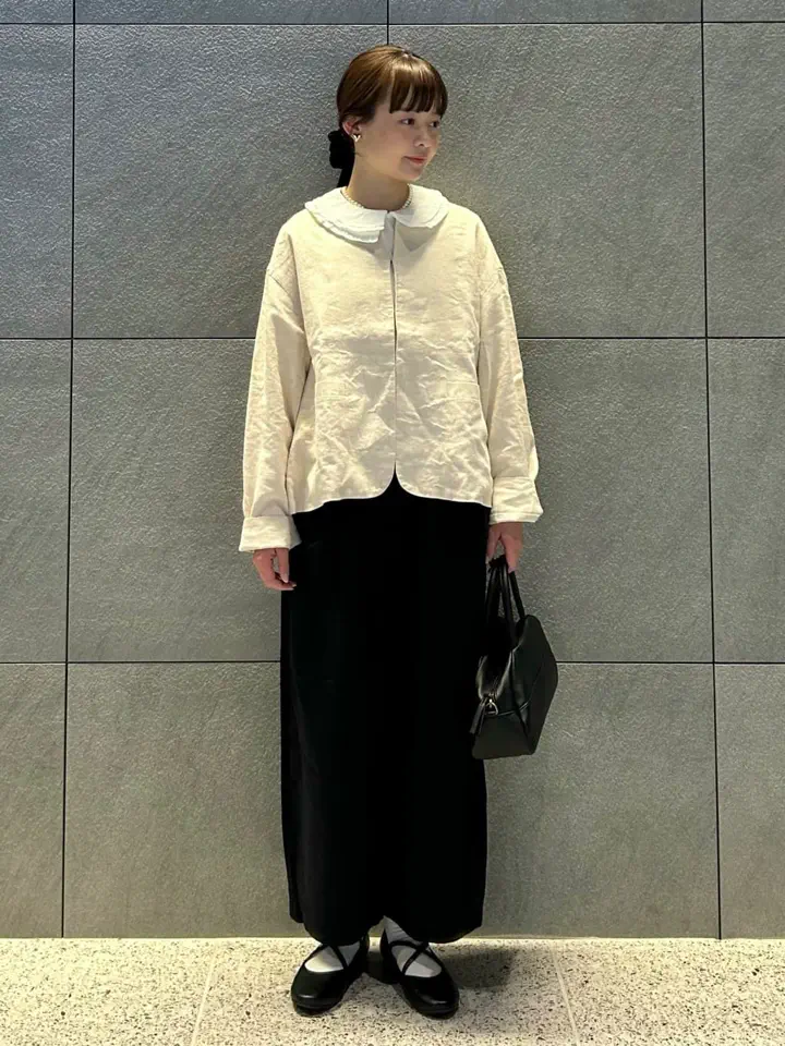セール】 【Cross×Linen】クルーネックジャケット（ブラック/ベージュ