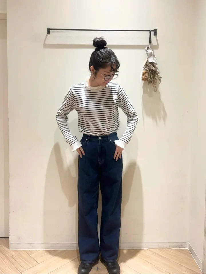 セール】 ワンタックストレートデニムパンツ（チャコールグレー/ブルー