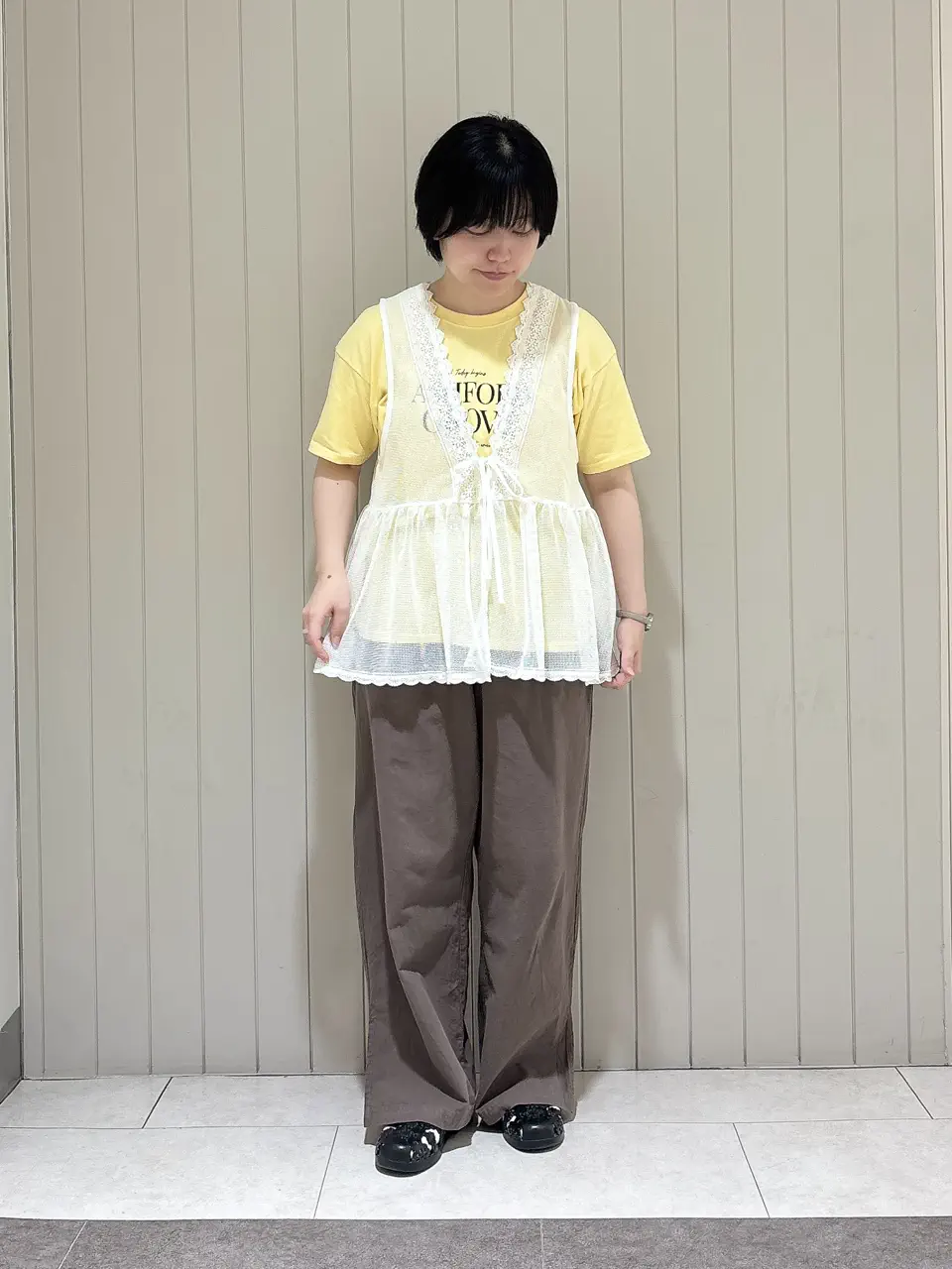 セール】 【クールコットン】脇スリットストレートパンツ（ベージュ
