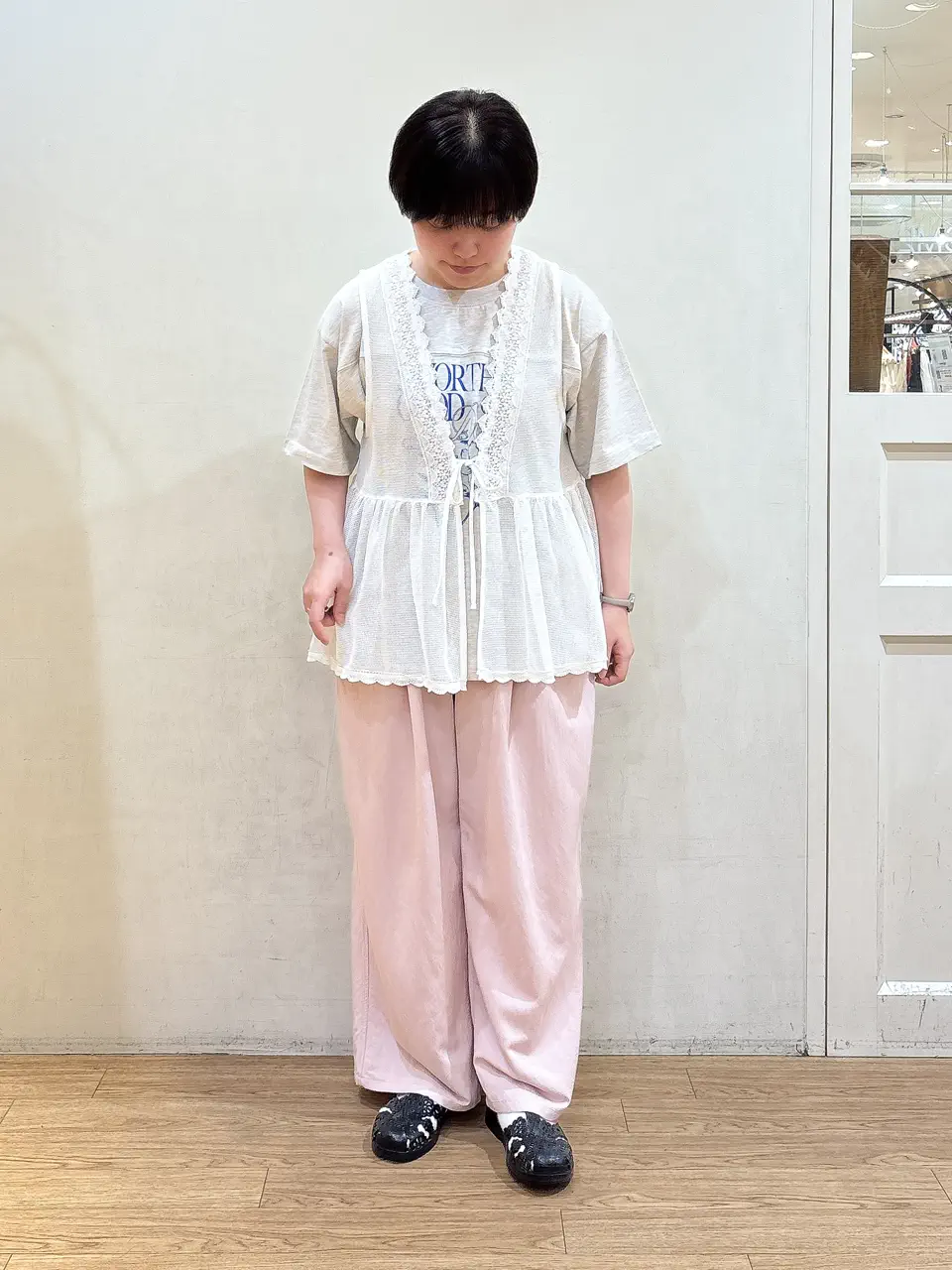 セール】 てろっとカーブパンツ（ピンク/ベージュ/グリーン/ネイビー