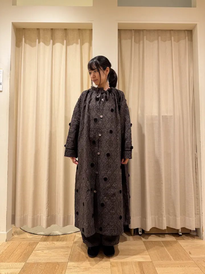 Embroidery collection】総刺繍コート（チャコールグレー/ピスタチオ
