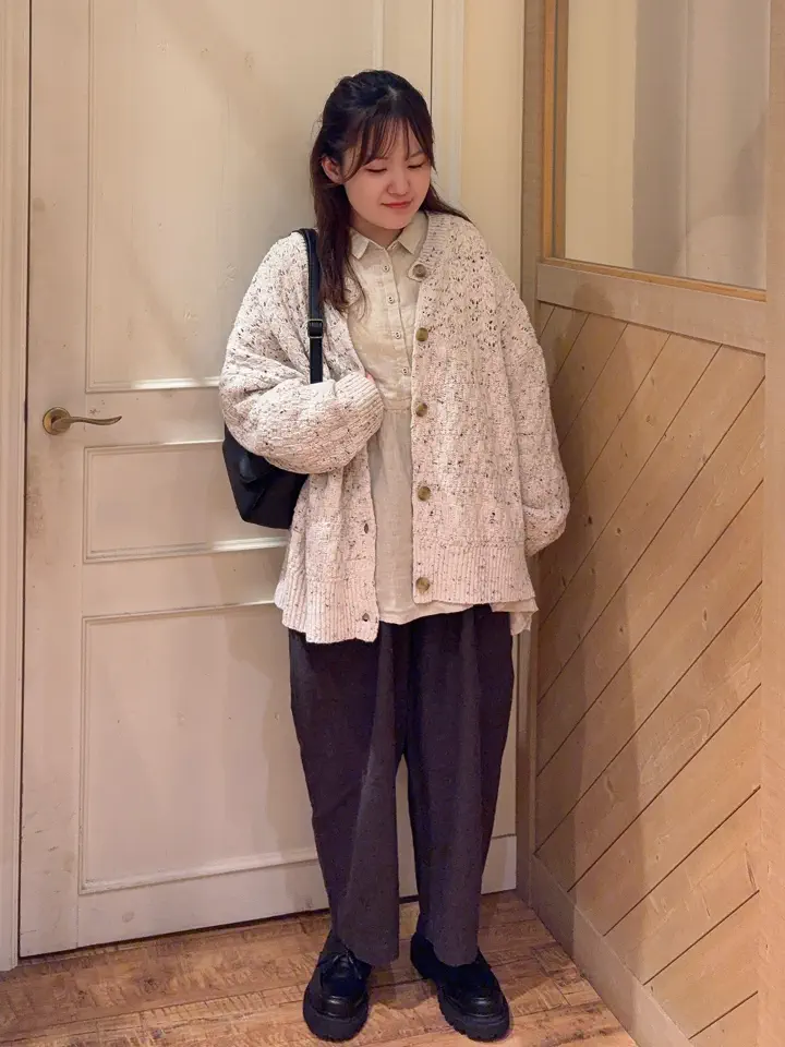 Cross×Linen】ふんわりパンツ（チャコールグレー/ベージュ/キナリ