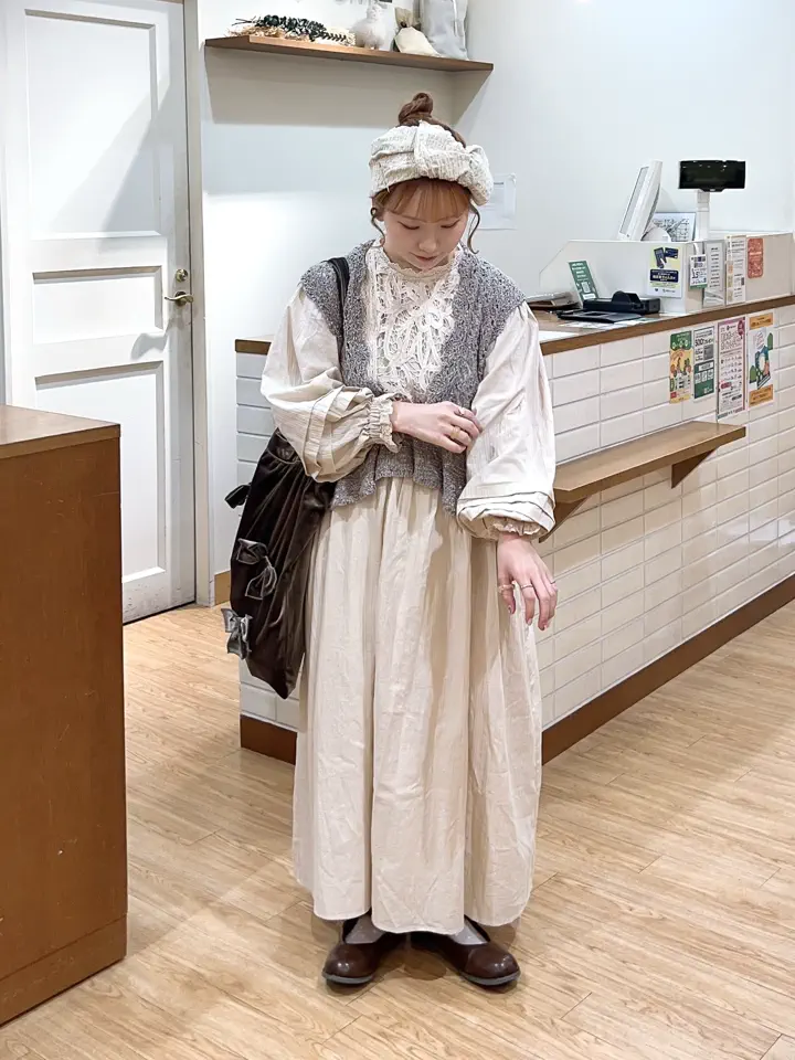 ecru×brown collection】バテンレースワンピース【WEB限定 Sサイズ