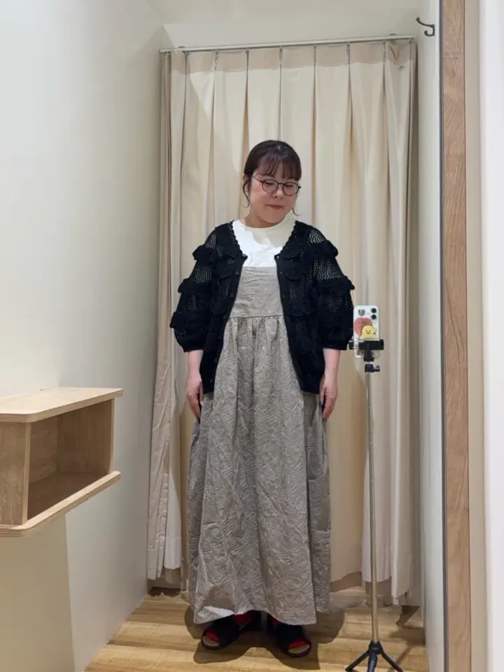 ツハルバイサマンサモスモス　メッシュかぎ針スカラップ前後着ニット セール】 メッシュかぎ針スカラップ前後着ニット（ブラック/アイボリー