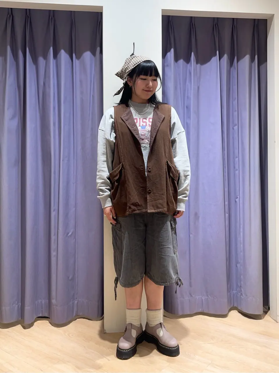 セール】 裾ドロストカーゴハーフパンツ（チャコールグレー/カーキ
