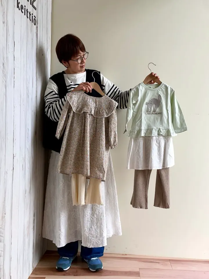 セール】 ネコさがら刺繍ロンT（ミント/ラベンダー/トップス/Tシャツ