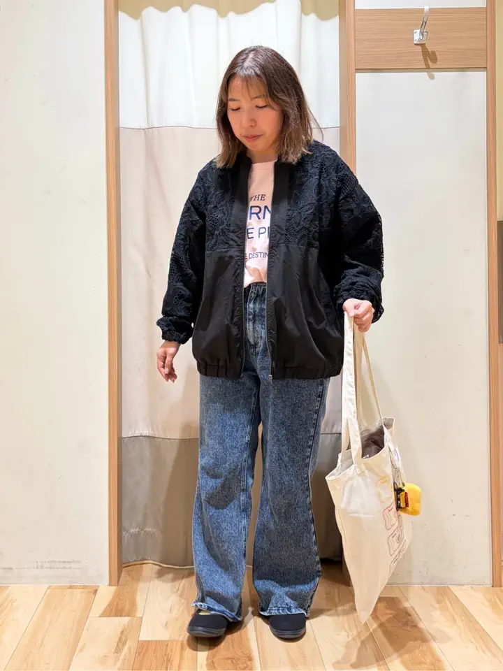 切り替えレースブルゾン（ブラック/キナリ/アウター/ブルゾン